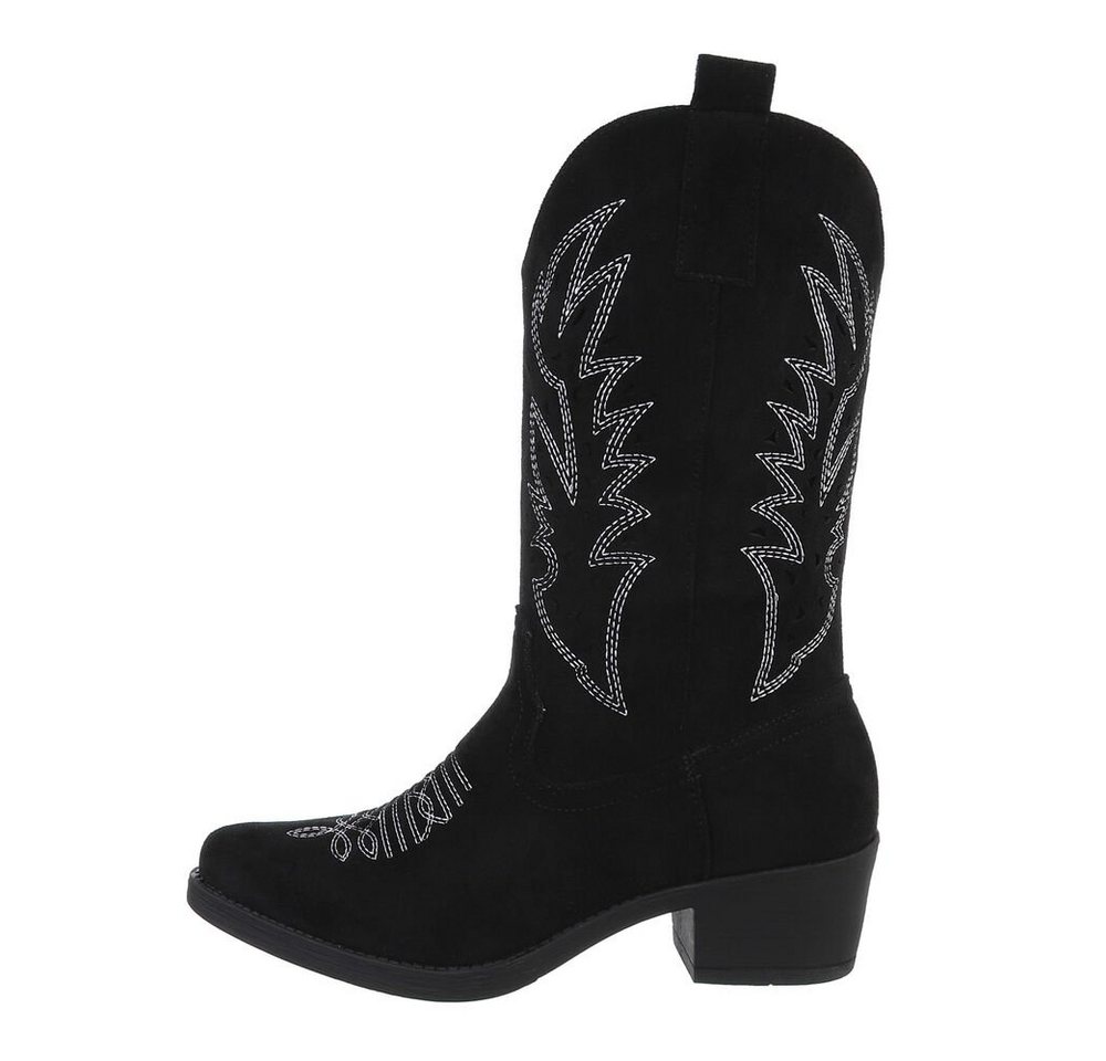 Ital-Design Damen Cowboyboots Western Westernstiefel (85757862) Blockabsatz Western- & Bikerstiefel in Schwarz von Ital-Design
