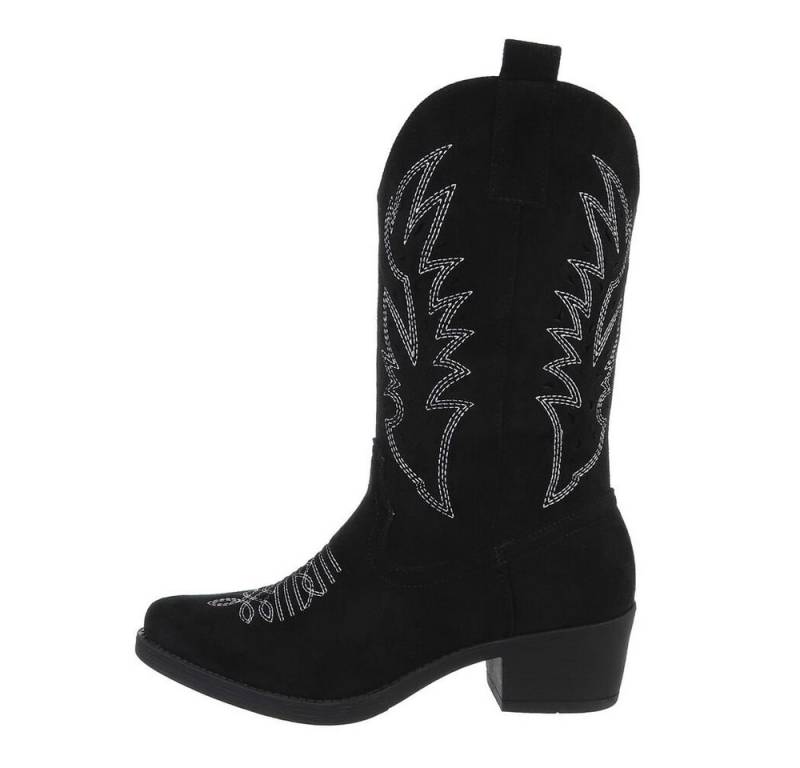 Ital-Design Damen Cowboyboots Western Westernstiefel (85757864) Blockabsatz Western- & Bikerstiefel in Schwarz von Ital-Design