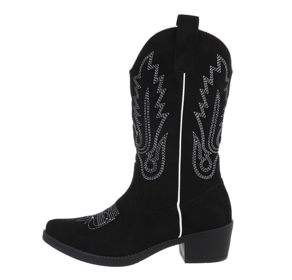 Ital-Design Damen Cowboyboots Western Westernstiefel (85757905) Blockabsatz Western- & Bikerstiefel in Schwarz von Ital-Design