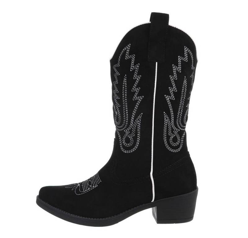 Ital-Design Damen Cowboyboots Western Westernstiefel (85757904) Blockabsatz Western- & Bikerstiefel in Schwarz von Ital-Design