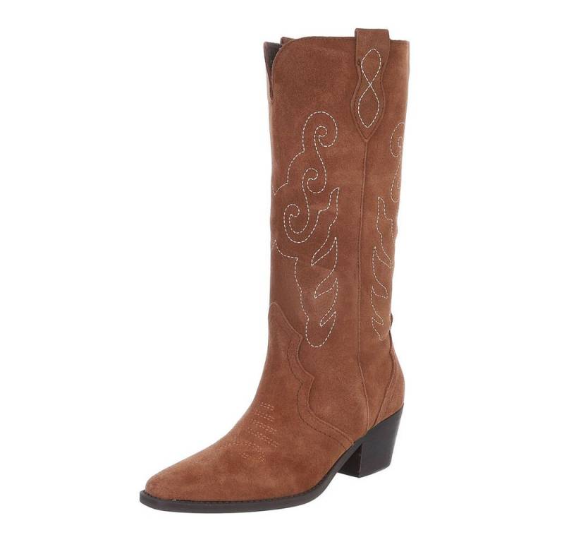 Ital-Design Damen Cowboyboots Western Westernstiefel (87284157) Blockabsatz Western- & Bikerstiefel in Camel von Ital-Design