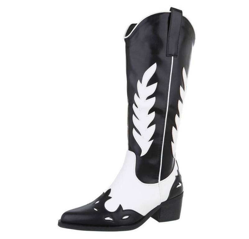 Ital-Design Damen Cowboyboots Western Westernstiefel (87380535) Blockabsatz Stiefel in Schwarz von Ital-Design