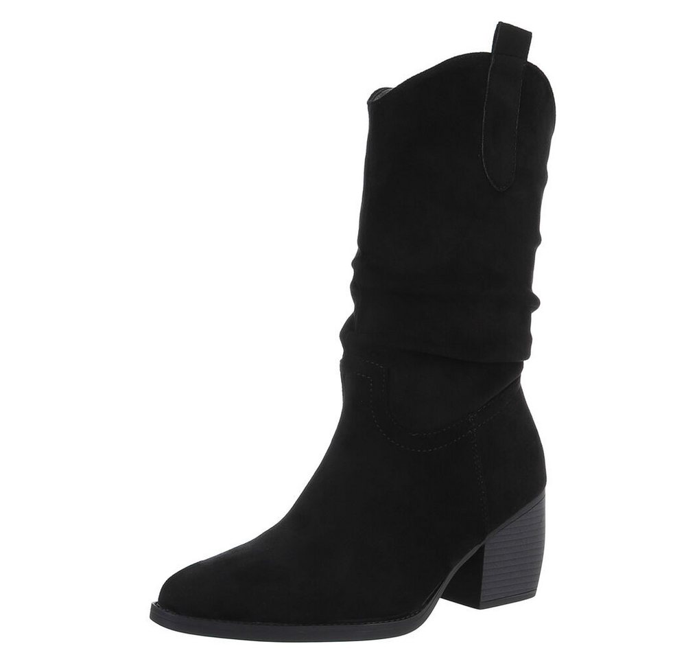 Ital-Design Damen Cowboyboots Western Westernstiefel (88519490) Blockabsatz Stiefel in Schwarz von Ital-Design