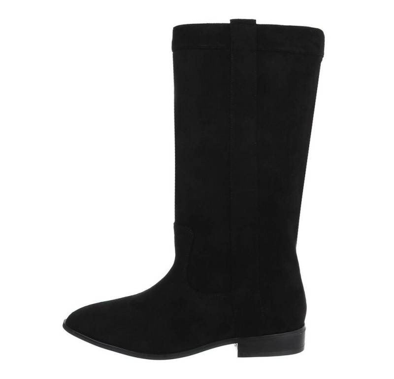 Ital-Design Damen Cowboyboots Western Westernstiefel Blockabsatz Flache Stiefel in Schwarz von Ital-Design