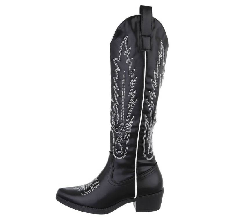 Ital-Design Damen Cowboyboots Western Westernstiefel Blockabsatz Western- & Bikerstiefel in Schwarz von Ital-Design