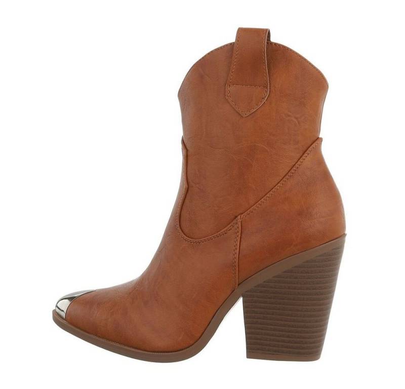 Ital-Design Damen Cowboyboots Western Westernstiefelette (70478573) Blockabsatz High-Heel Stiefeletten in Camel von Ital-Design