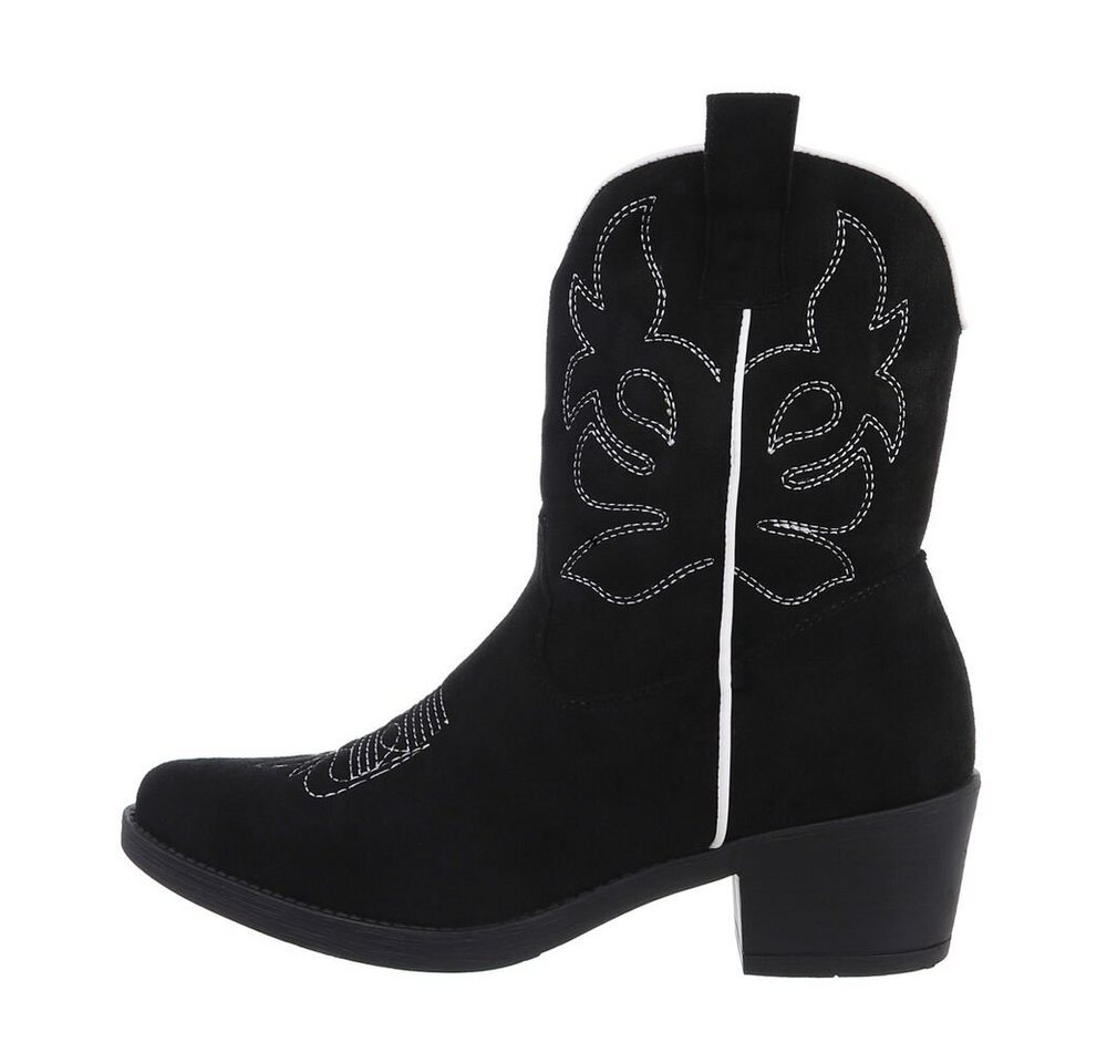 Ital-Design Damen Cowboyboots Western Westernstiefelette (83592454) Blockabsatz Western- & Bikerboots in Schwarz von Ital-Design