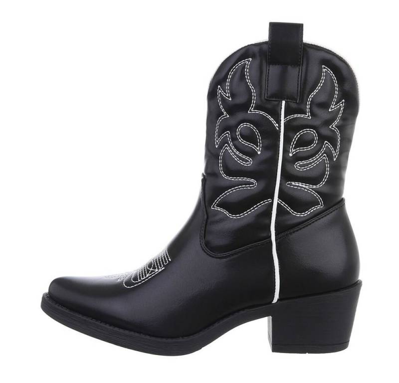 Ital-Design Damen Cowboyboots Western Westernstiefelette (83592475) Blockabsatz Western- & Bikerboots in Schwarz von Ital-Design