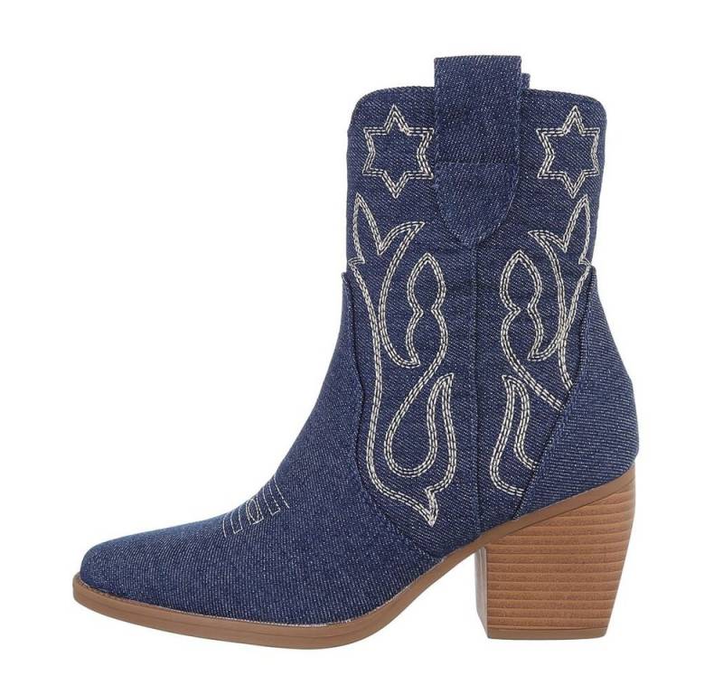 Ital-Design Damen Cowboyboots Western Westernstiefelette (84463254) Blockabsatz Western- & Bikerboots in Dunkelblau von Ital-Design