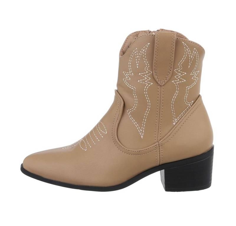 Ital-Design Damen Cowboyboots Western Westernstiefelette (85136085) Blockabsatz Western- & Bikerboots in Hellbraun von Ital-Design
