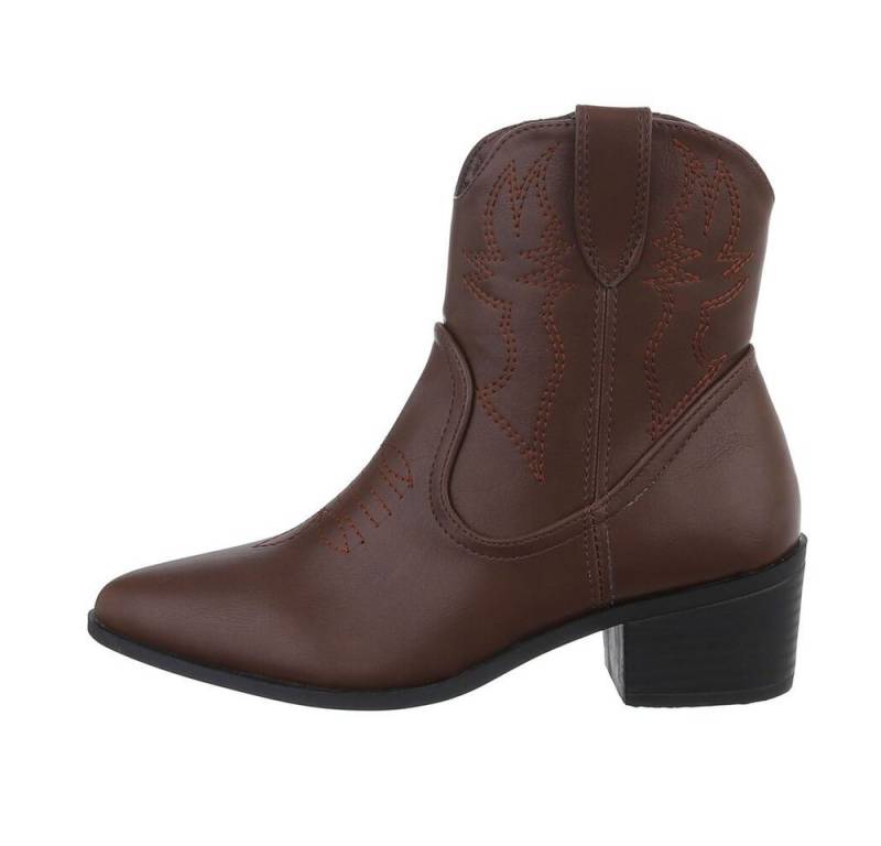 Ital-Design Damen Cowboyboots Western Westernstiefelette (85136137) Blockabsatz Western- & Bikerboots in Braun von Ital-Design