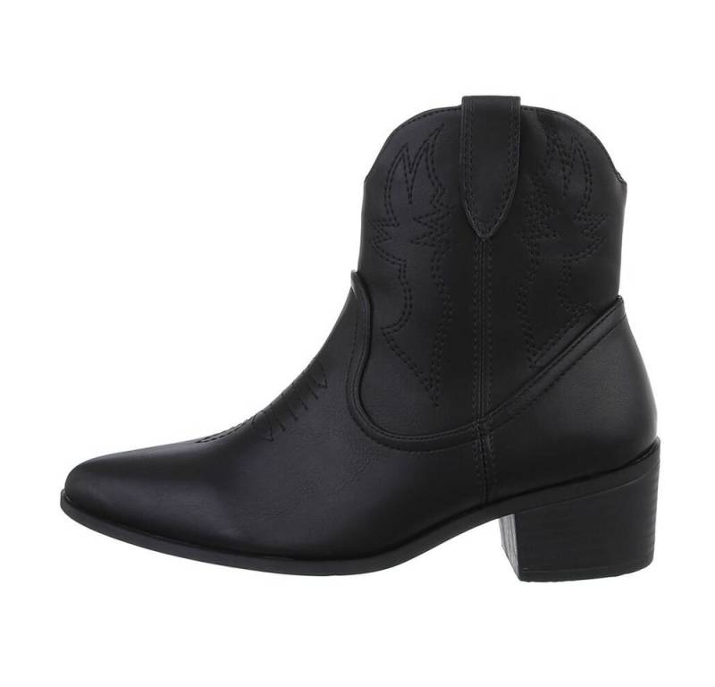 Ital-Design Damen Cowboyboots Western Westernstiefelette (85136164) Blockabsatz Western- & Bikerboots in Schwarz von Ital-Design