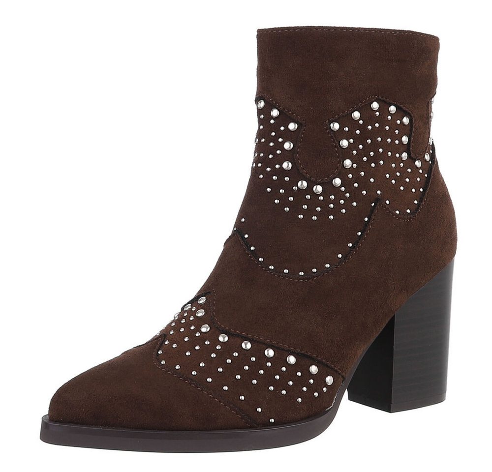 Ital-Design Damen Cowboyboots Western Westernstiefelette (88489491) Blockabsatz Stiefeletten in Braun von Ital-Design