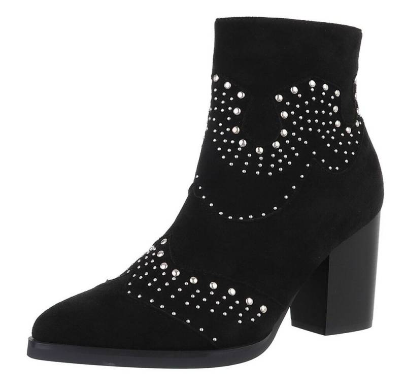 Ital-Design Damen Cowboyboots Western Westernstiefelette (88489498) Blockabsatz Stiefeletten in Schwarz von Ital-Design