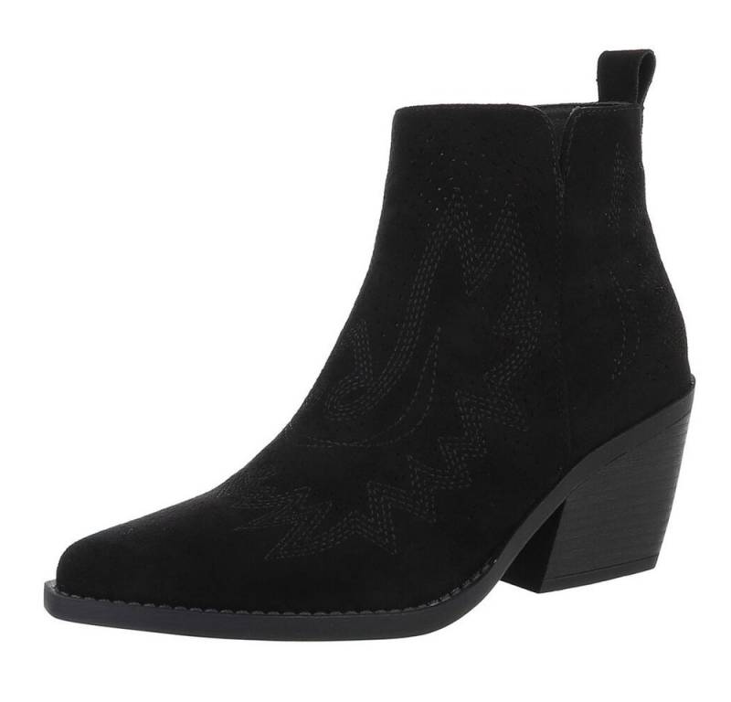 Ital-Design Damen Cowboyboots Western Westernstiefelette (88577290) Blockabsatz Stiefeletten in Schwarz von Ital-Design