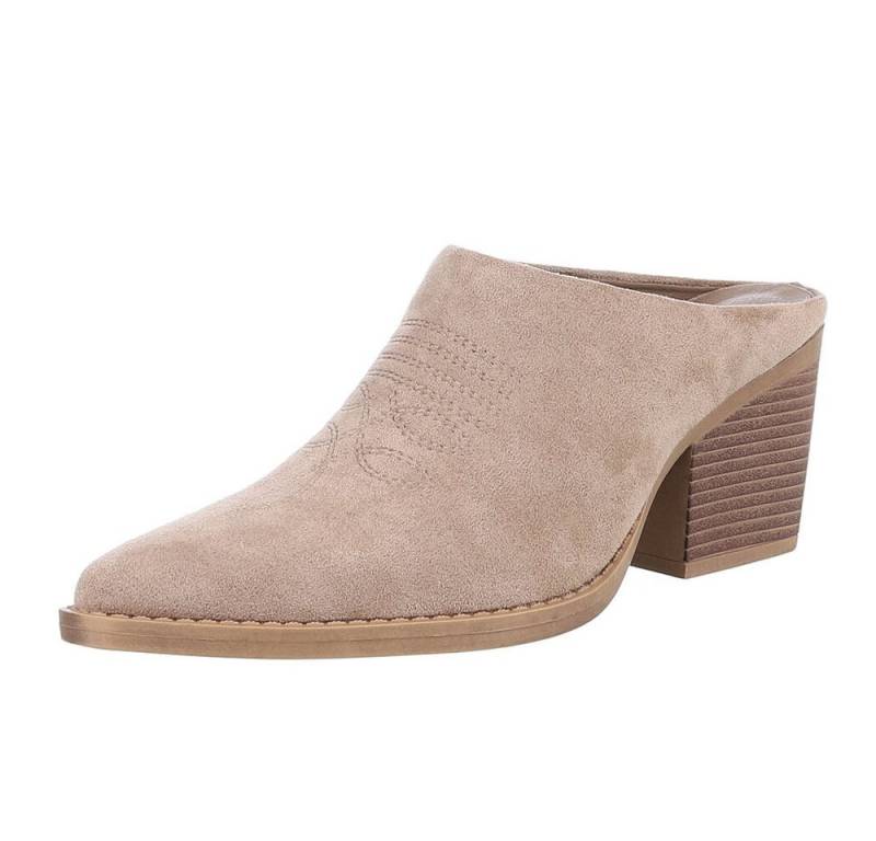 Ital-Design Damen Cowboyboots Western Westernstiefelette (88671689) Blockabsatz Stiefeletten in Hellbraun von Ital-Design