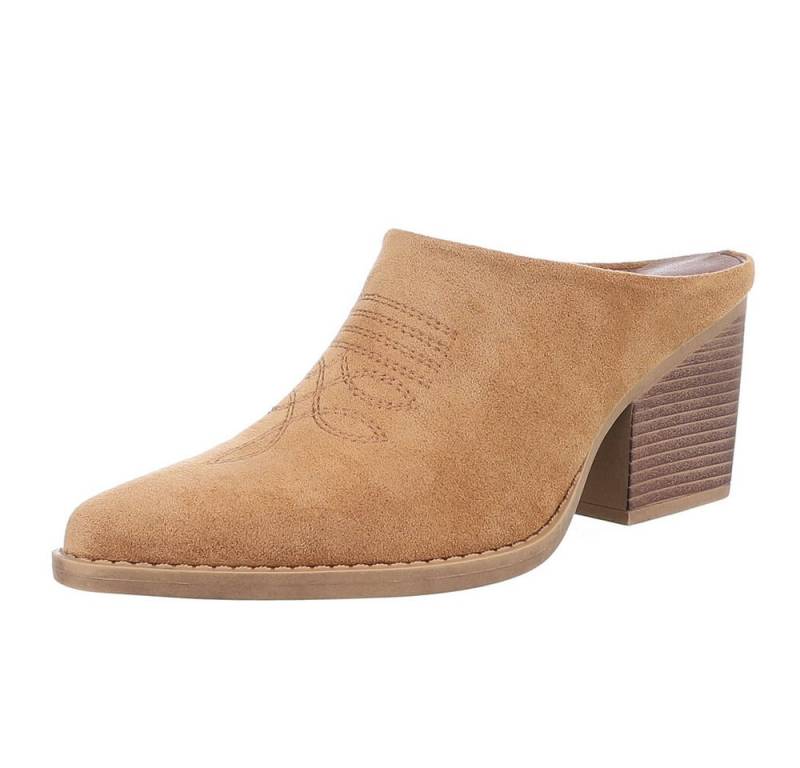 Ital-Design Damen Cowboyboots Western Westernstiefelette (88671694) Blockabsatz Stiefeletten in Camel von Ital-Design