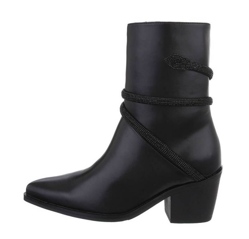 Ital-Design Damen Cowboyboots Western Westernstiefelette Blockabsatz Western- & Bikerboots in Schwarz von Ital-Design