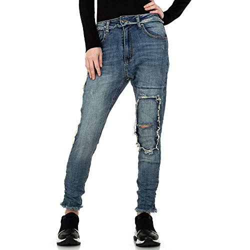 Ital Design Damen Destroyed Boyfriend Jeans Place du Jour Gr. 36 Blau von Ital Design