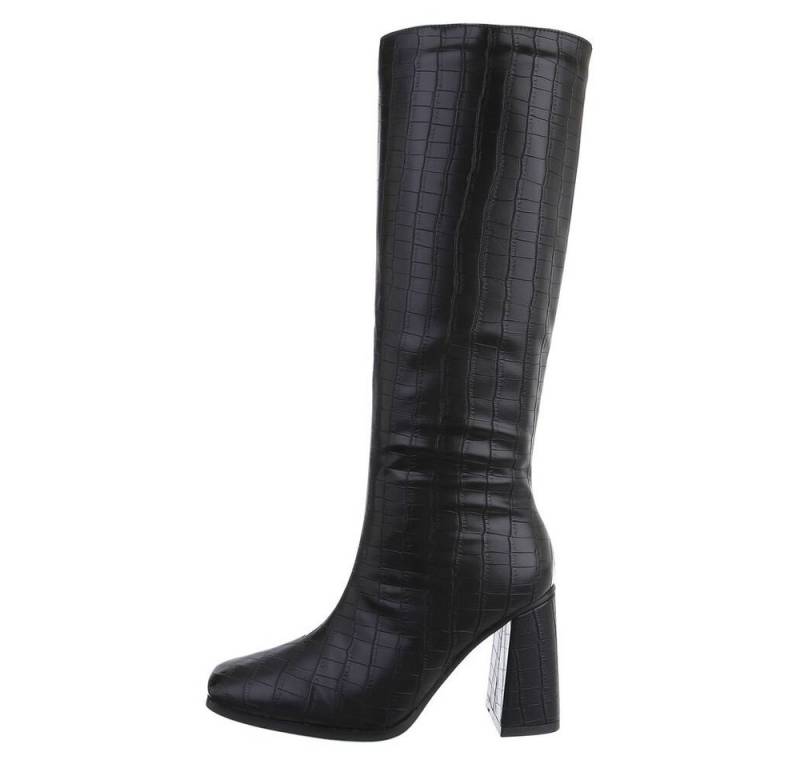 Ital-Design Damen Elegant High-Heel-Stiefel (81409720) Blockabsatz High-Heel Stiefel in Schwarz von Ital-Design
