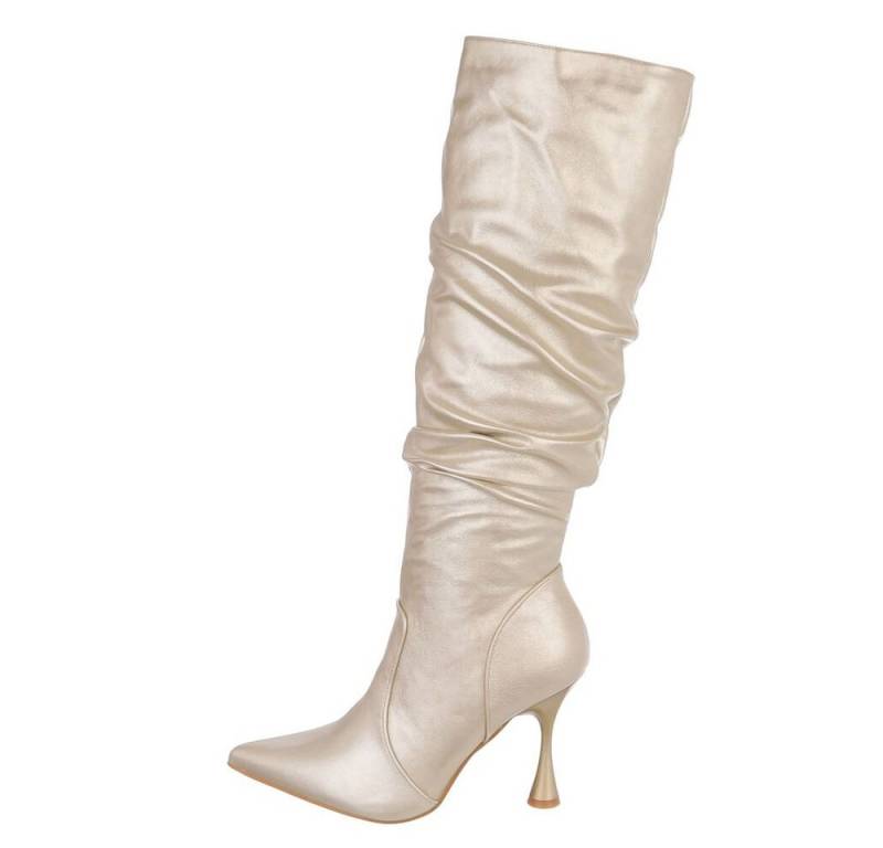 Ital-Design Damen Elegant High-Heel-Stiefel Pfennig-/Stilettoabsatz High-Heel Stiefel in Gold von Ital-Design