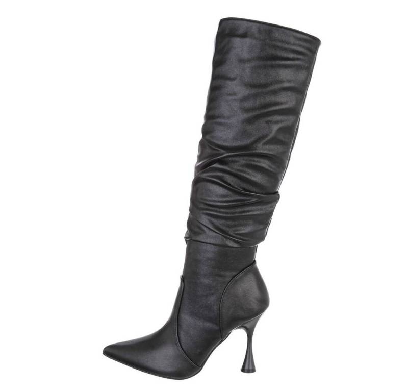 Ital-Design Damen Elegant High-Heel-Stiefel Pfennig-/Stilettoabsatz High-Heel Stiefel in Schwarz von Ital-Design