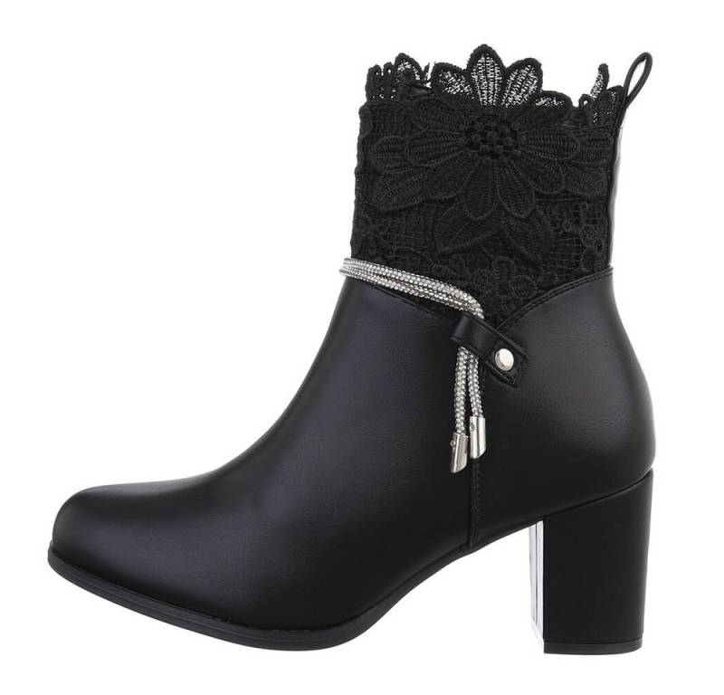 Ital-Design Damen Elegant High-Heel-Stiefelette (84633644) Blockabsatz High-Heel Stiefeletten in Schwarz von Ital-Design