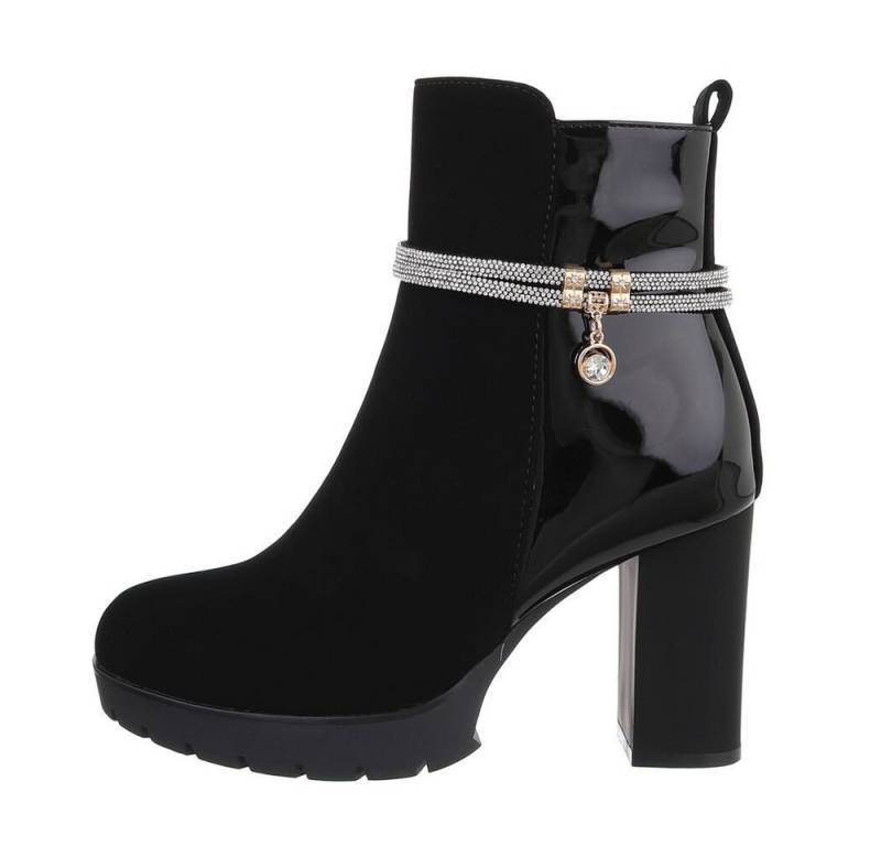 Ital-Design Damen Elegant High-Heel-Stiefelette (84633716) Blockabsatz High-Heel Stiefeletten in Schwarz von Ital-Design