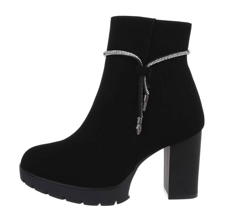 Ital-Design Damen Elegant High-Heel-Stiefelette (84633899) Blockabsatz High-Heel Stiefeletten in Schwarz von Ital-Design
