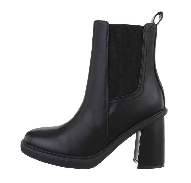 Ital-Design Damen Elegant High-Heel-Stiefelette (84906798) Blockabsatz High-Heel Stiefeletten in Schwarz von Ital-Design