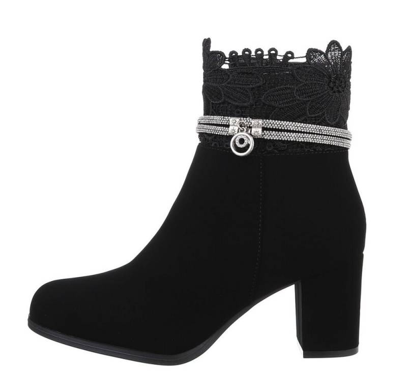 Ital-Design Damen Elegant High-Heel-Stiefelette Blockabsatz High-Heel Stiefeletten in Schwarz von Ital-Design