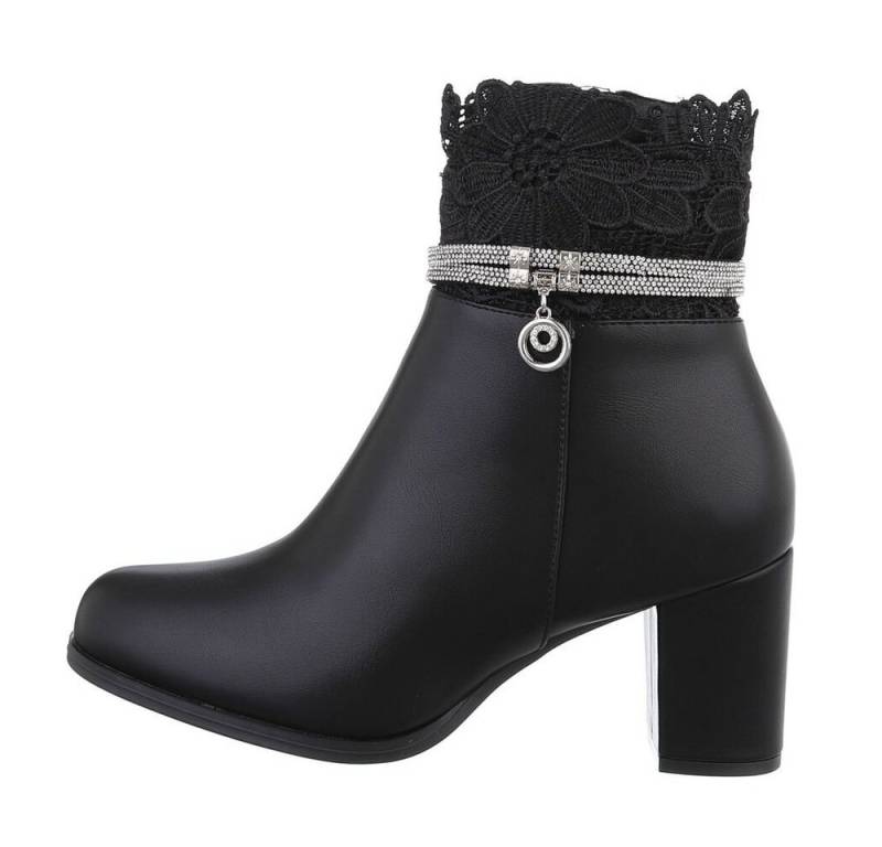 Ital-Design Damen Elegant High-Heel-Stiefelette Blockabsatz High-Heel Stiefeletten in Schwarz von Ital-Design