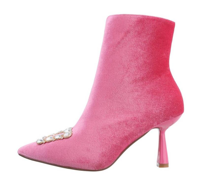 Ital-Design Damen Elegant High-Heel-Stiefelette Pfennig-/Stilettoabsatz High-Heel Stiefeletten in Pink von Ital-Design