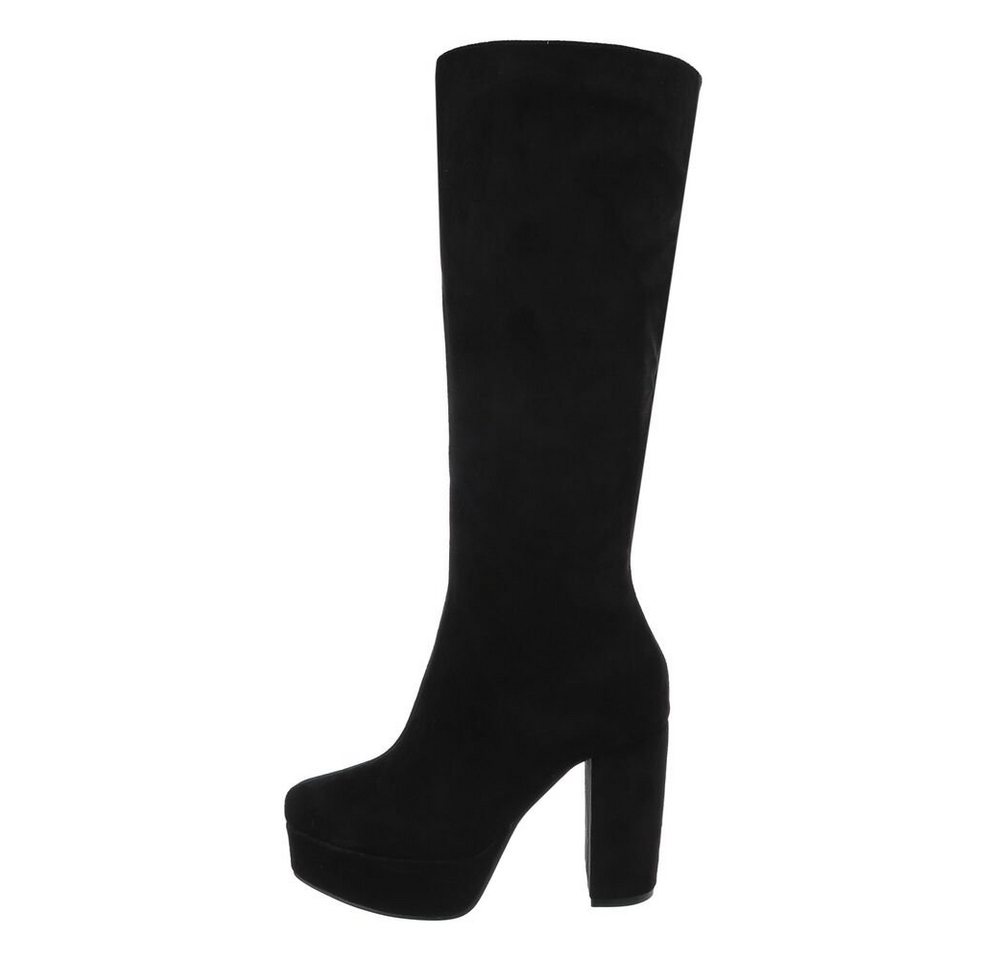 Ital-Design Damen Elegant Plateaustiefel (85255570) Blockabsatz High-Heel Stiefel in Schwarz von Ital-Design