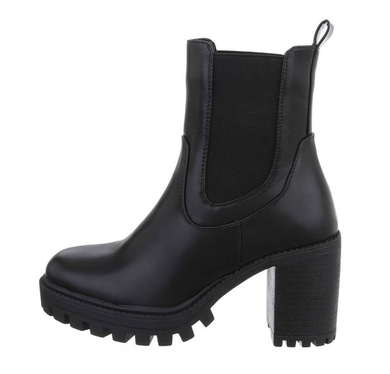 Ital-Design Damen Elegant Plateaustiefelette (84338091) Blockabsatz High-Heel Stiefeletten in Schwarz von Ital-Design