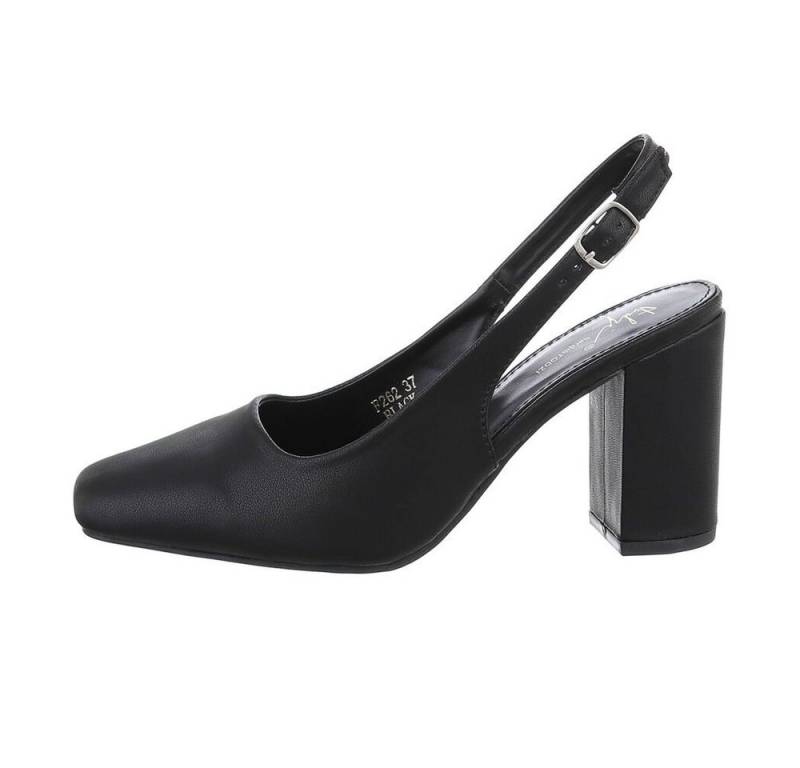 Ital-Design Damen Elegant Schnürpumps Blockabsatz High Heel Pumps in Schwarz von Ital-Design