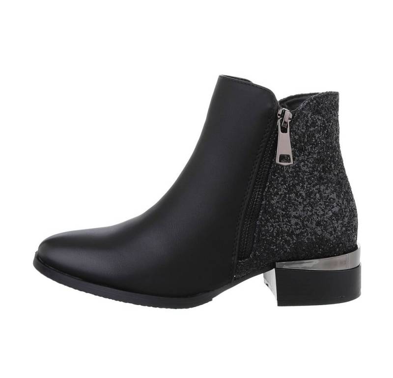 Ital-Design Damen Elegant Schnürstiefelette (84633837) Blockabsatz Schnürstiefeletten in Schwarz von Ital-Design