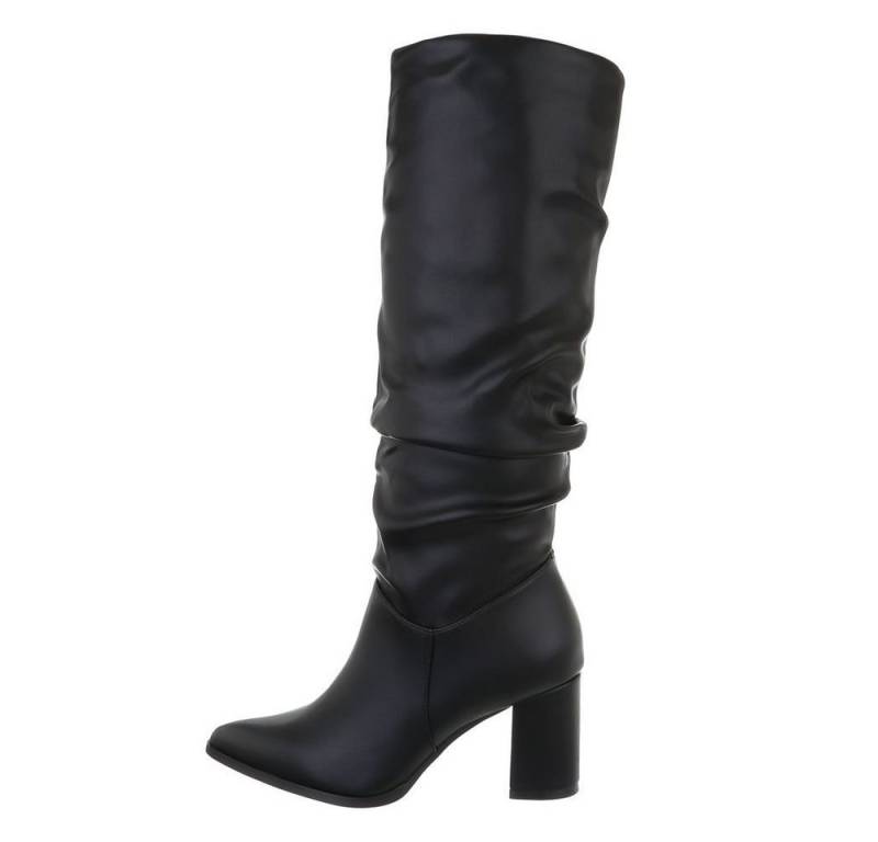 Ital-Design Damen Elegant Stiefel Blockabsatz High-Heel Stiefel in Schwarz von Ital-Design