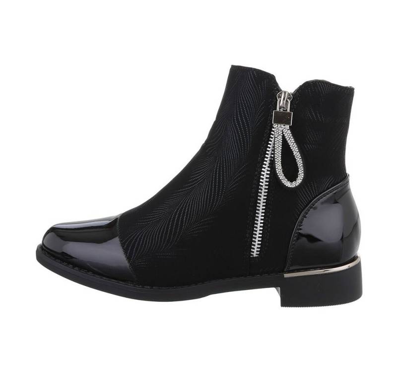 Ital-Design Damen Elegant Stiefelette (84633699) Blockabsatz Flache Stiefeletten in Schwarz von Ital-Design
