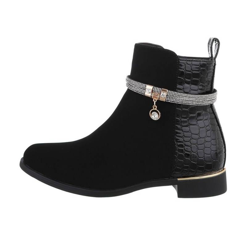 Ital-Design Damen Elegant Stiefelette (84633759) Blockabsatz Flache Stiefeletten in Schwarz von Ital-Design