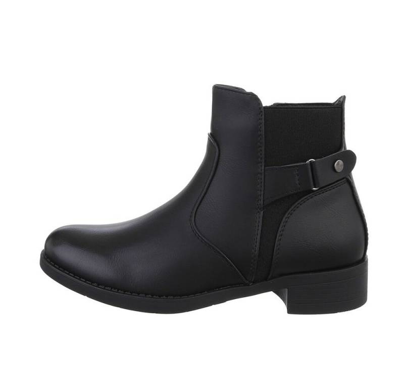 Ital-Design Damen Elegant Stiefelette (84648401) Blockabsatz Flache Stiefeletten in Schwarz von Ital-Design