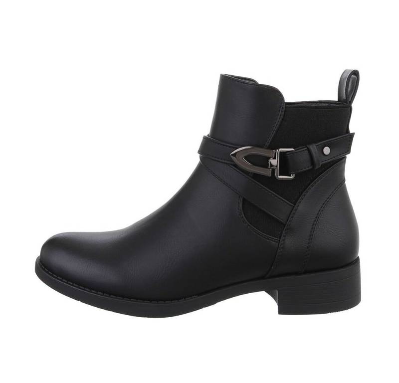 Ital-Design Damen Elegant Stiefelette (84648432) Blockabsatz Flache Stiefeletten in Schwarz von Ital-Design