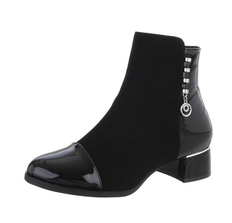 Ital-Design Damen Elegant Stiefelette (87108590) Blockabsatz Flache Stiefeletten in Schwarz von Ital-Design