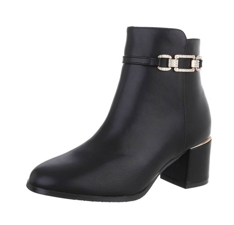 Ital-Design Damen Elegant Stiefelette (87108723) Blockabsatz Klassische Stiefeletten in Schwarz von Ital-Design
