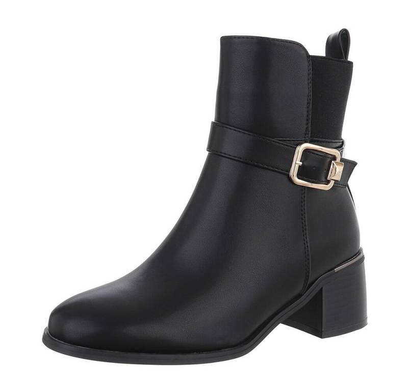 Ital-Design Damen Elegant Stiefelette (87214625) Blockabsatz Klassische Stiefeletten in Schwarz von Ital-Design