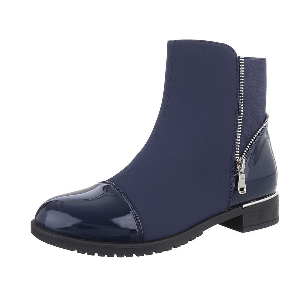 Ital-Design Damen Elegant Stiefelette (87417709) Blockabsatz Flache Stiefeletten in Blau von Ital-Design