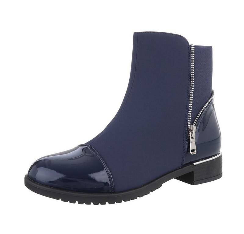 Ital-Design Damen Elegant Stiefelette (87417709) Blockabsatz Flache Stiefeletten in Blau von Ital-Design