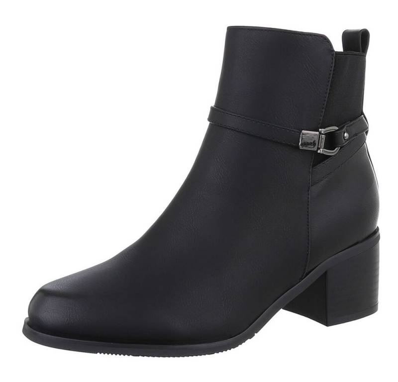 Ital-Design Damen Elegant Stiefelette (87650093) Blockabsatz Stiefeletten in Schwarz von Ital-Design