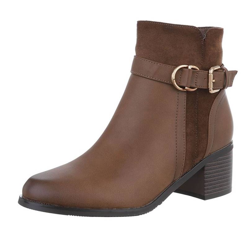 Ital-Design Damen Elegant Stiefelette (88489311) Blockabsatz Stiefeletten in Hellbraun von Ital-Design