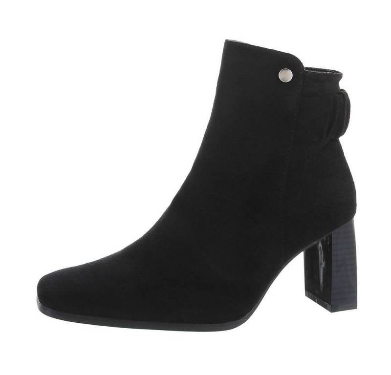 Ital-Design Damen Elegant Stiefelette Blockabsatz High-Heel Stiefeletten in Schwarz von Ital-Design